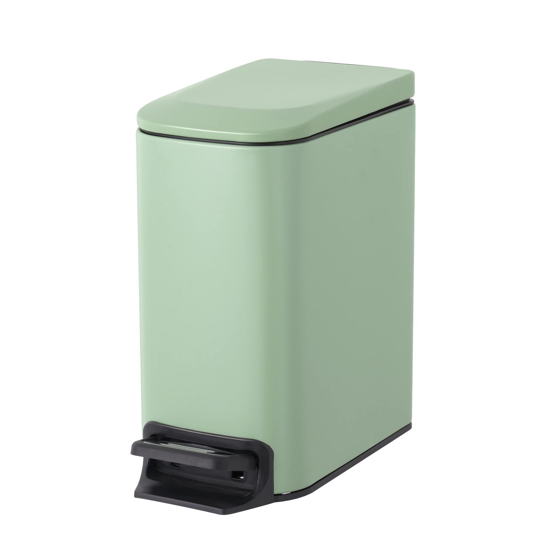 Cesun Small Bathroom Trash Can with Lid Soft Close, Step Pedal, 6 Liter / 1.6 Gallon Stainless Steel Garbage Can with Removable Inner Bucket, Anti-Fingerprint Finish (Matt Black)