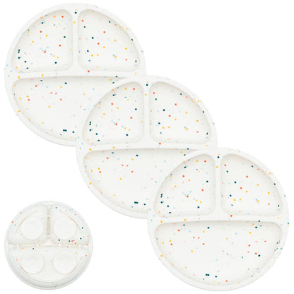 WeeSprout Suction Plates with Lids for Babies & Toddlers - 100% Silicone, Dinnerware Stays Put, Divided Design for Picky Eaters, Microwave & Dishwasher Friendly, 3 Pack