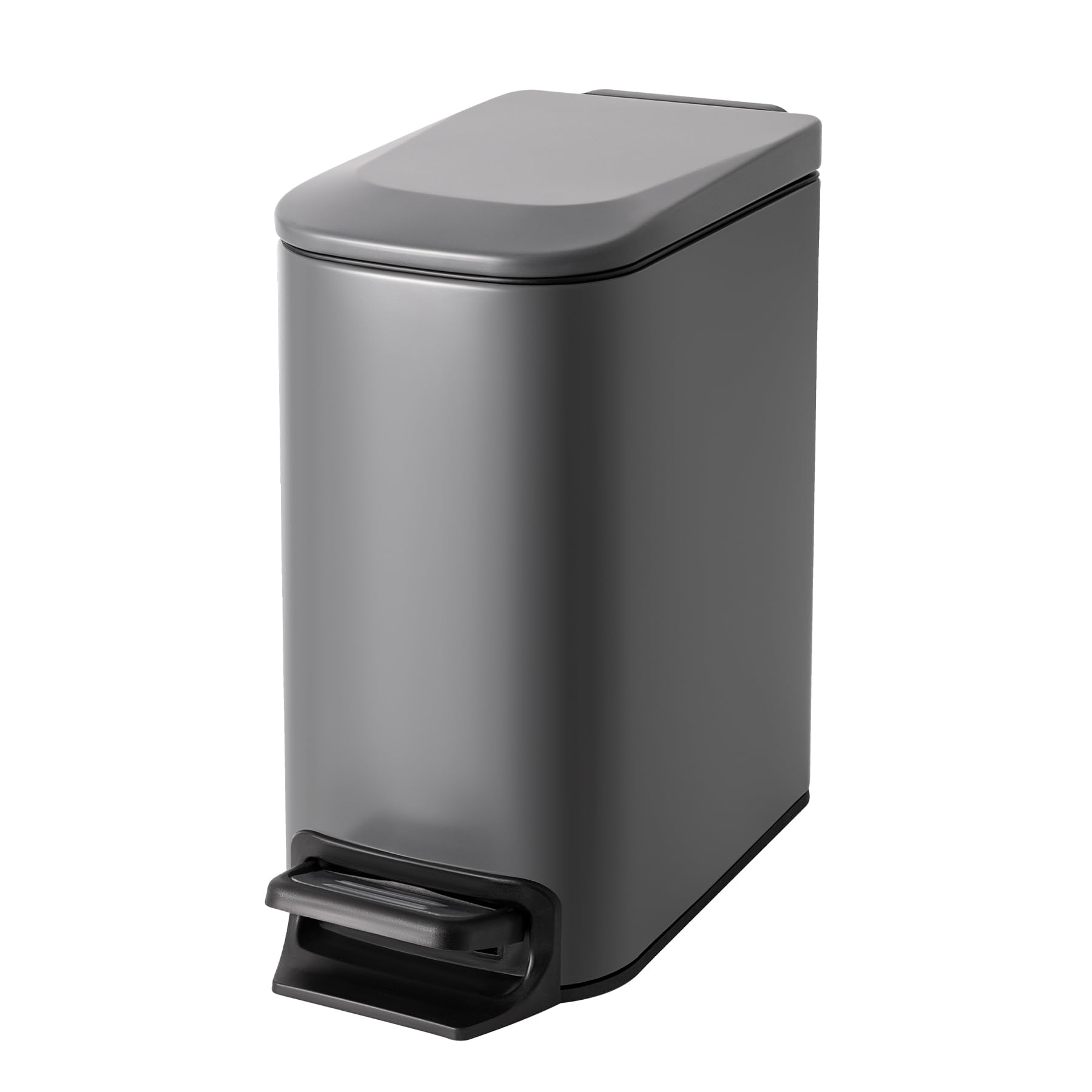 Cesun Small Bathroom Trash Can with Lid Soft Close, Step Pedal, 6 Liter / 1.6 Gallon Stainless Steel Garbage Can with Removable Inner Bucket, Anti-Fingerprint Finish (Matt Black)