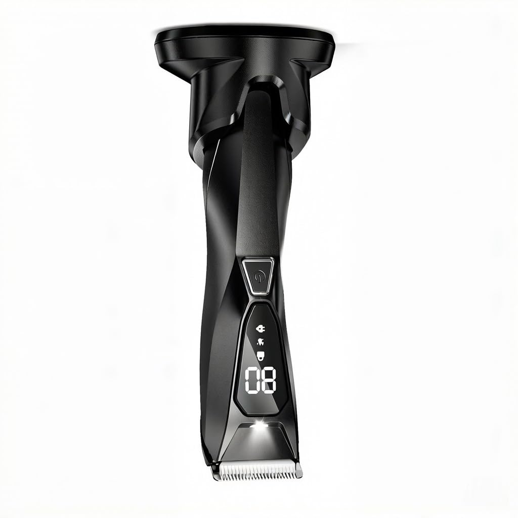 Body Hair Trimmer for Men: Wireless Charging Pubic Hair Trimmer with 90Min - Wet or Dry Body Groomer, 4000K LED, Ceramic Blade for Face Legs Groin