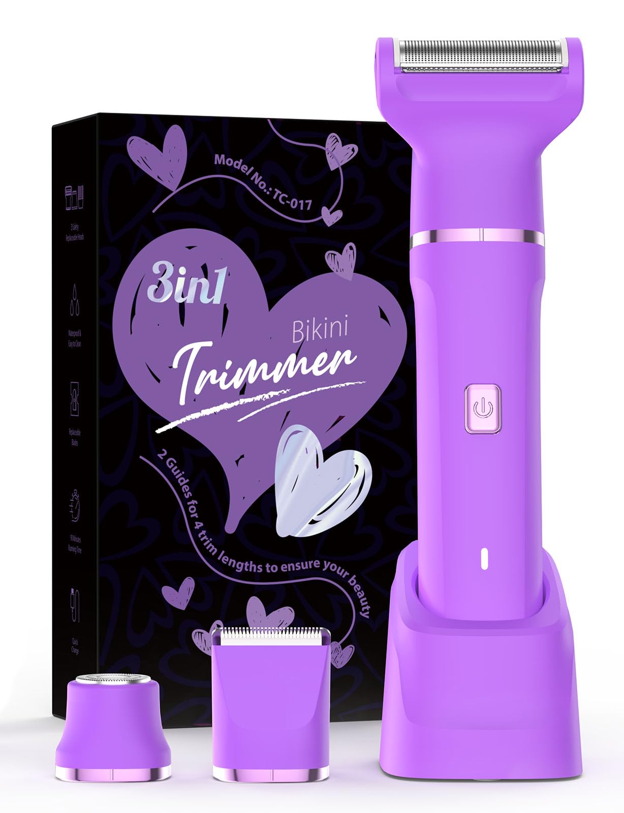 Risina Bikini Trimmer for Women - Painless Electric Razors for Silk Skin,Cordless Body Shaver with Ceramic Blade, Replaceable Lady Razor, IPX7 Waterproof & Easy Cleaning, Birthday Gifts for Women