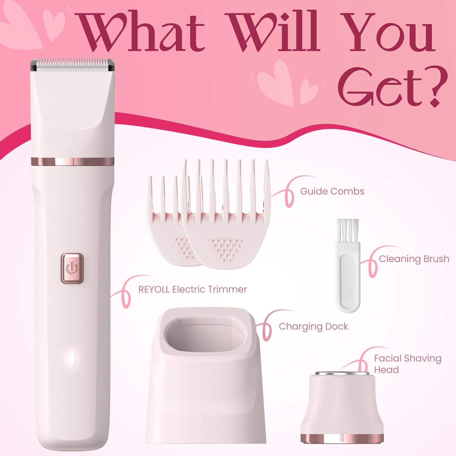 Risina Bikini Trimmer for Women - Painless Electric Razors for Silk Skin,Cordless Body Shaver with Ceramic Blade, Replaceable Lady Razor, IPX7 Waterproof & Easy Cleaning, Birthday Gifts for Women
