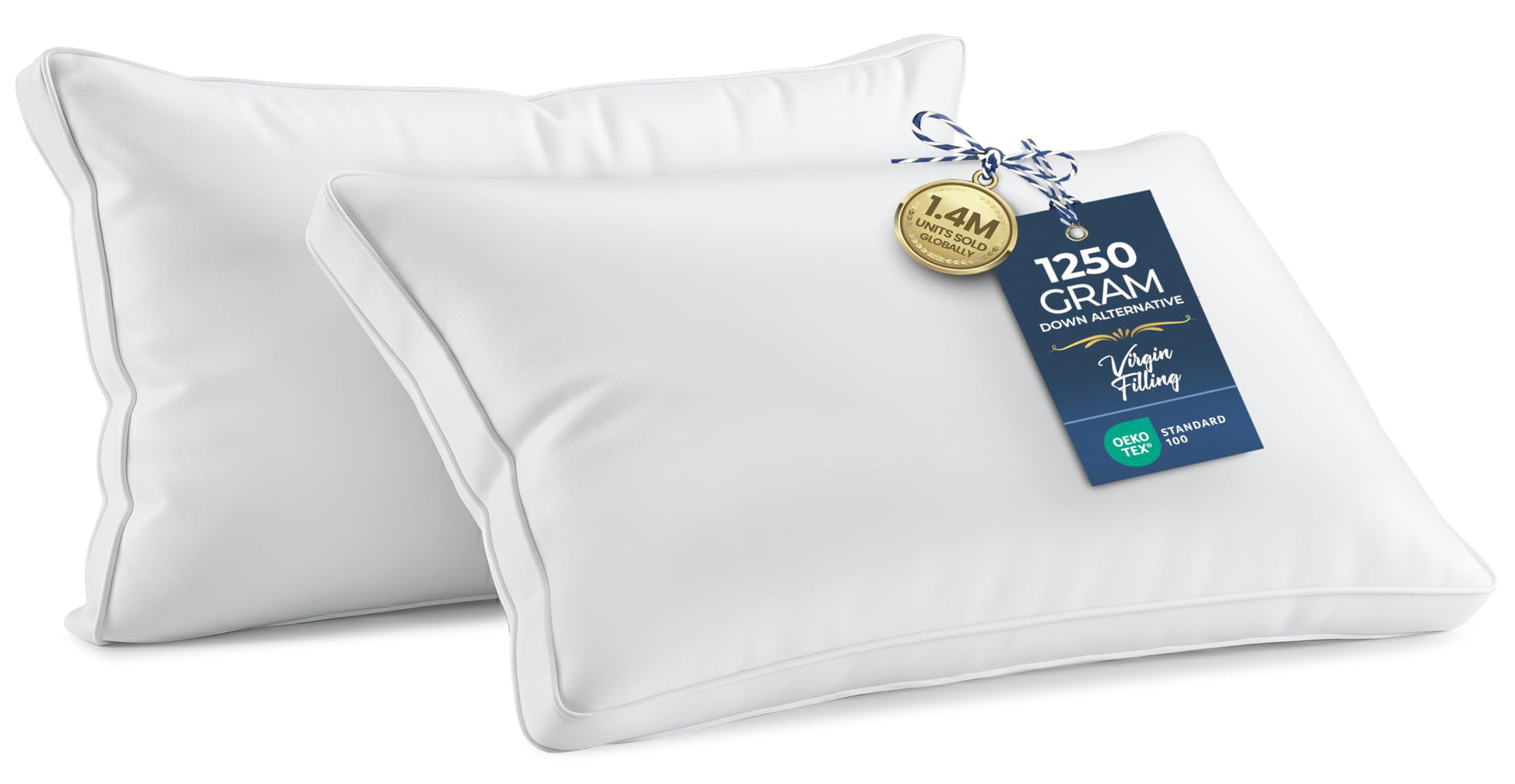 Utopia Bedding Down Alternative Bed Pillows for Sleeping Queen Size (White), Set of 2, Soft & Fluffy Pillow with Cooling, Hotel Quality, Gusseted Pillow for Back, Stomach or Side Sleepers