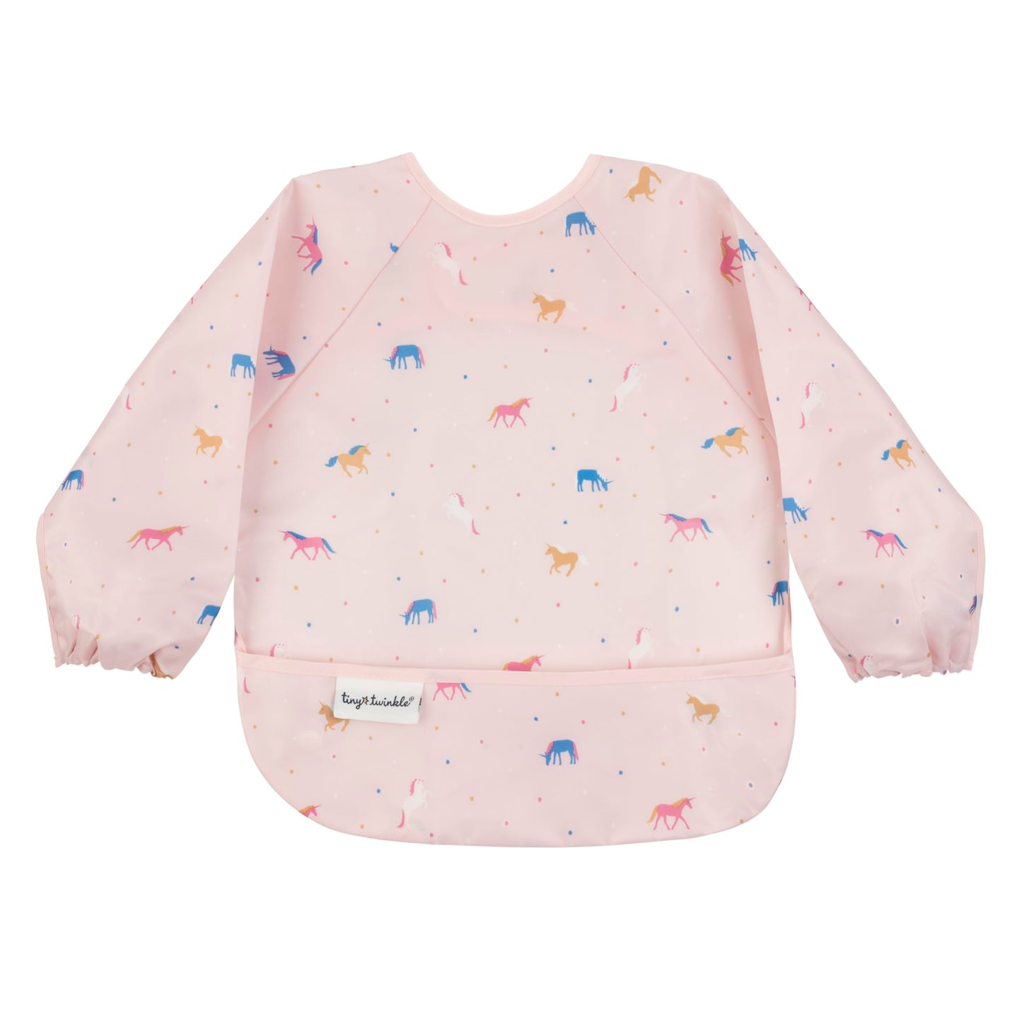 Tiny Twinkle Long Sleeve Bib for Babies & Toddlers | Waterproof Smock Bib for Eating | Machine Washable & Mess-Proof Feeding Essentials | Newborn Shower Gift (Dinosaur, 6–24M)