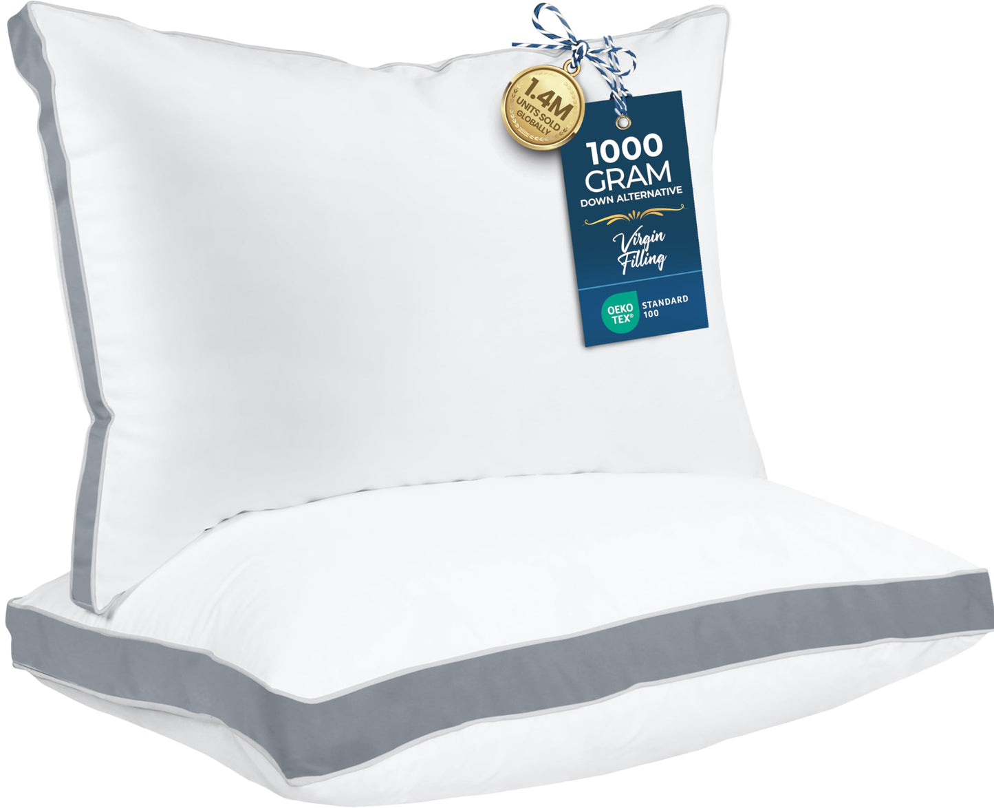 Utopia Bedding Down Alternative Bed Pillows for Sleeping Queen Size (White), Set of 2, Soft & Fluffy Pillow with Cooling, Hotel Quality, Gusseted Pillow for Back, Stomach or Side Sleepers