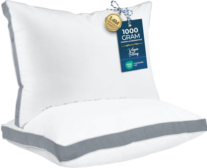 Utopia Bedding Down Alternative Bed Pillows for Sleeping Queen Size (White), Set of 2, Soft & Fluffy Pillow with Cooling, Hotel Quality, Gusseted Pillow for Back, Stomach or Side Sleepers
