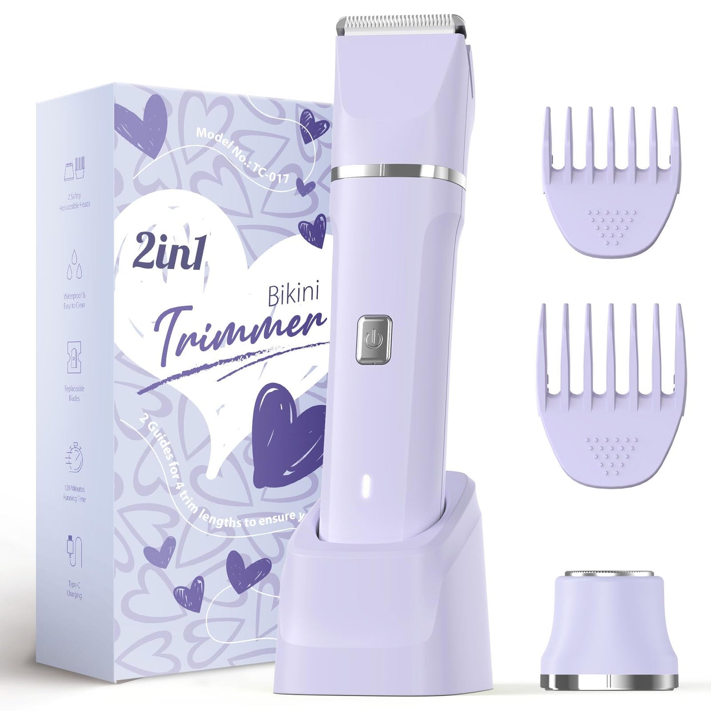 Risina Bikini Trimmer for Women - Painless Electric Razors for Silk Skin,Cordless Body Shaver with Ceramic Blade, Replaceable Lady Razor, IPX7 Waterproof & Easy Cleaning, Birthday Gifts for Women