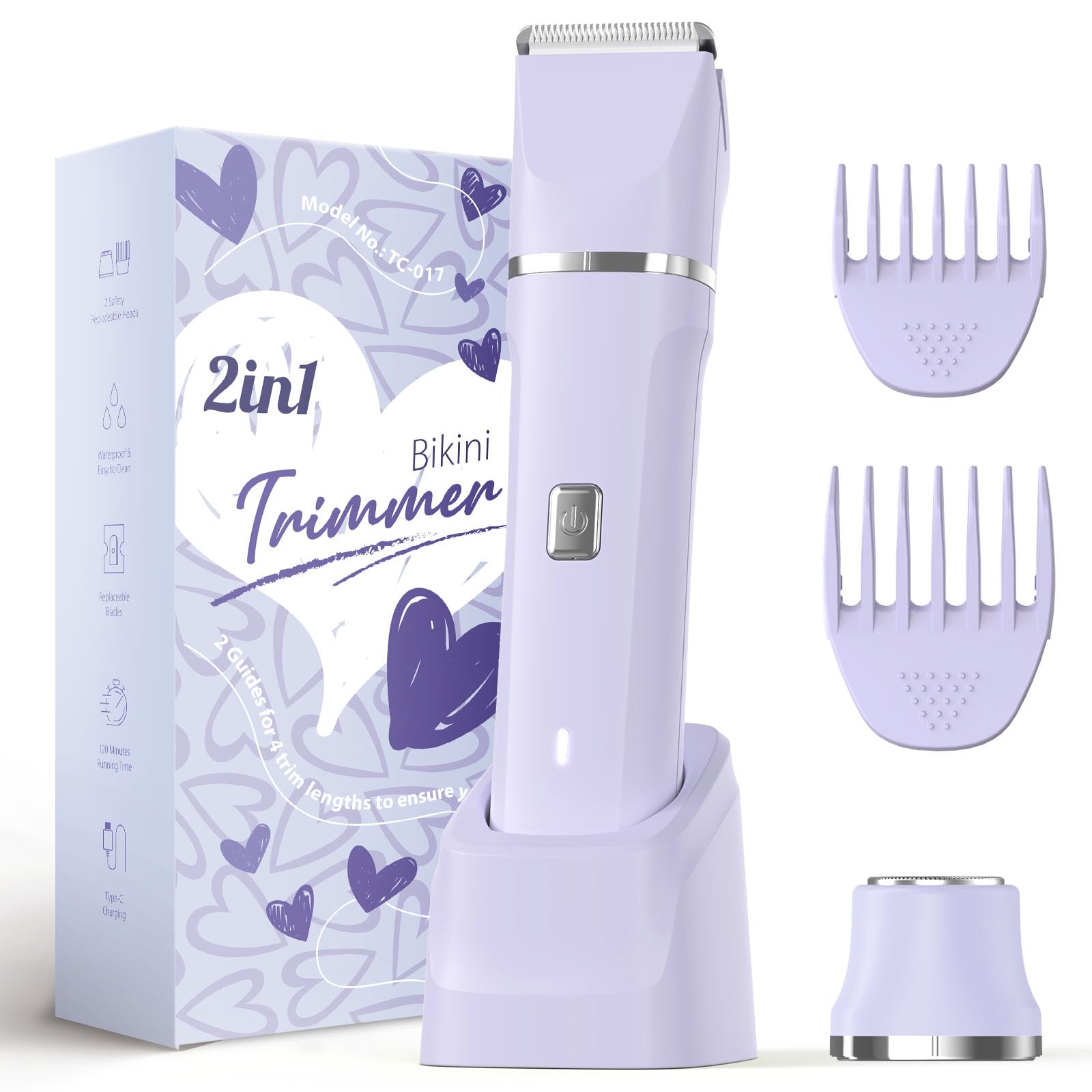 Risina Bikini Trimmer for Women - Painless Electric Razors for Silk Skin,Cordless Body Shaver with Ceramic Blade, Replaceable Lady Razor, IPX7 Waterproof & Easy Cleaning, Birthday Gifts for Women