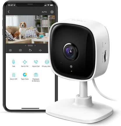 TP-Link Tapo 1080P Indoor Security Camera for Baby Monitor, Dog Camera w/Motion Detection, 2-Way Audio Siren, Night Vision, Cloud & SD Card Storage, Works w/Alexa & Google Home (Tapo C100)