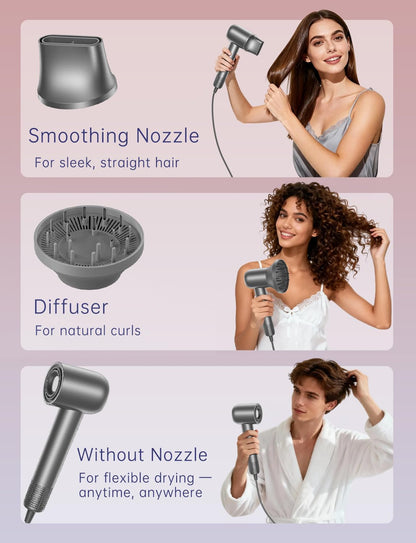 Ionic Hair Dryer 160000 RPM Professional Portable Lightweight High-Speed Blow Dryer with 500 Million Negative Ions, Fast-Drying Quiet Compact Hair Dryer with Diffuser Holder Wall Mounted for Travel