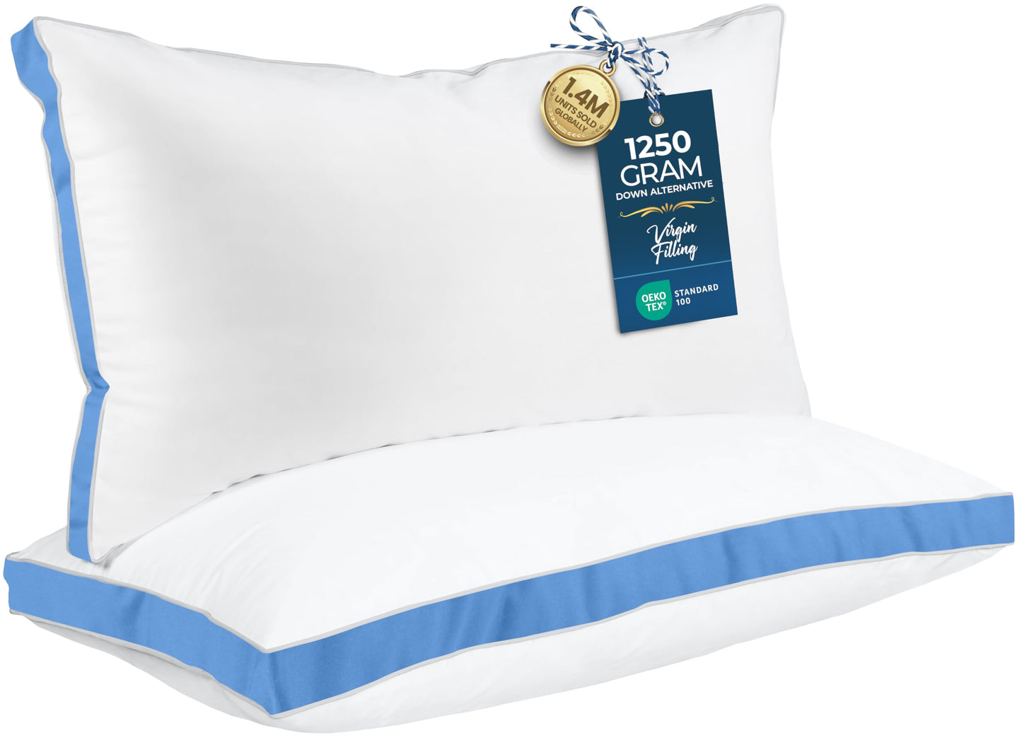 Utopia Bedding Down Alternative Bed Pillows for Sleeping Queen Size (White), Set of 2, Soft & Fluffy Pillow with Cooling, Hotel Quality, Gusseted Pillow for Back, Stomach or Side Sleepers