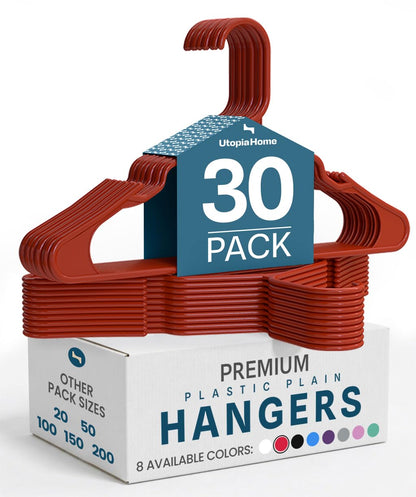 Utopia Home - Plastic Hangers 50 Pack - Space Saving Clothes Hanger - Durable and Strong Closet Organizers and Storage Makes It Ideal Stocking Stuffers or Apartment or Dorm Room Essentials (White)