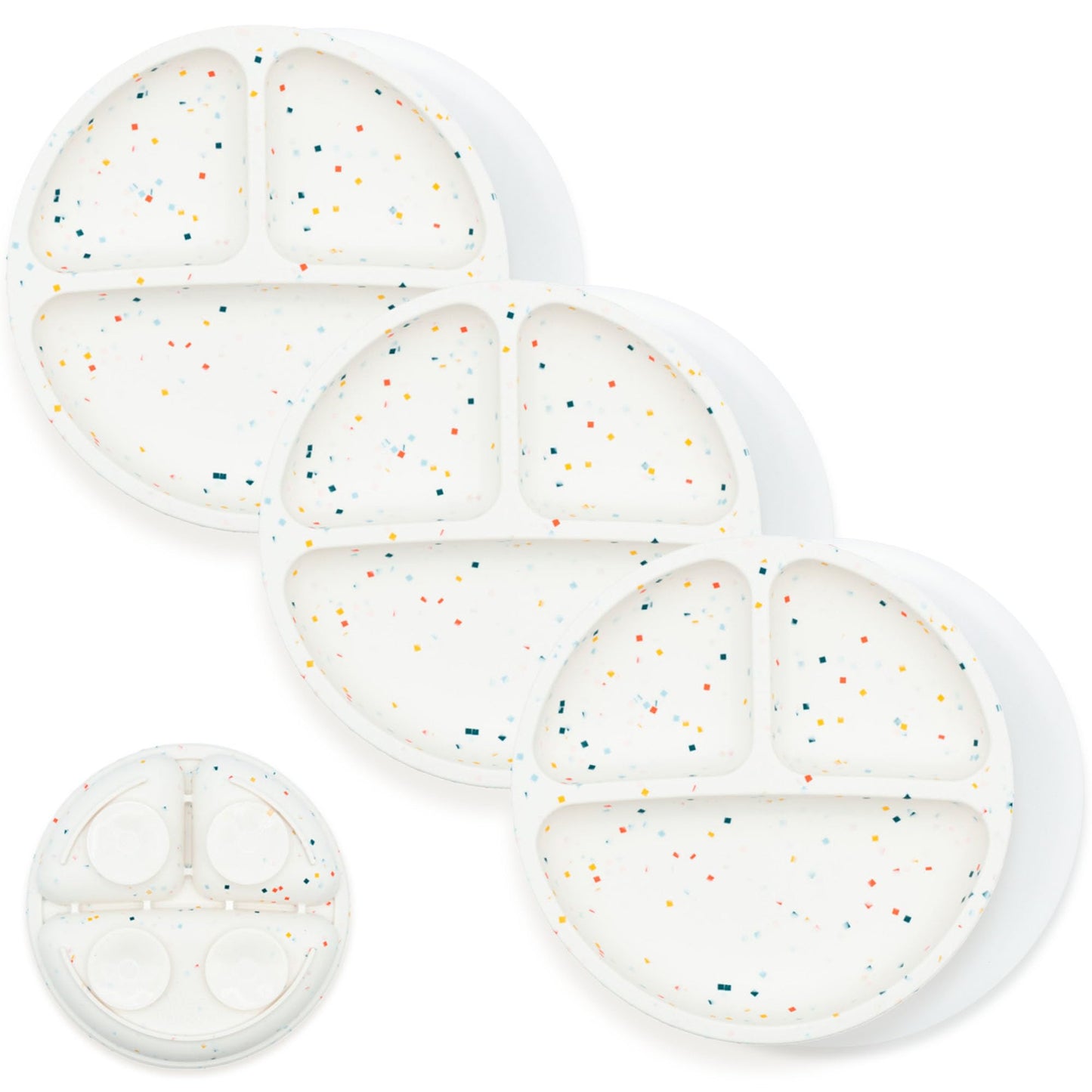 WeeSprout Suction Plates with Lids for Babies & Toddlers - 100% Silicone, Dinnerware Stays Put, Divided Design for Picky Eaters, Microwave & Dishwasher Friendly, 3 Pack