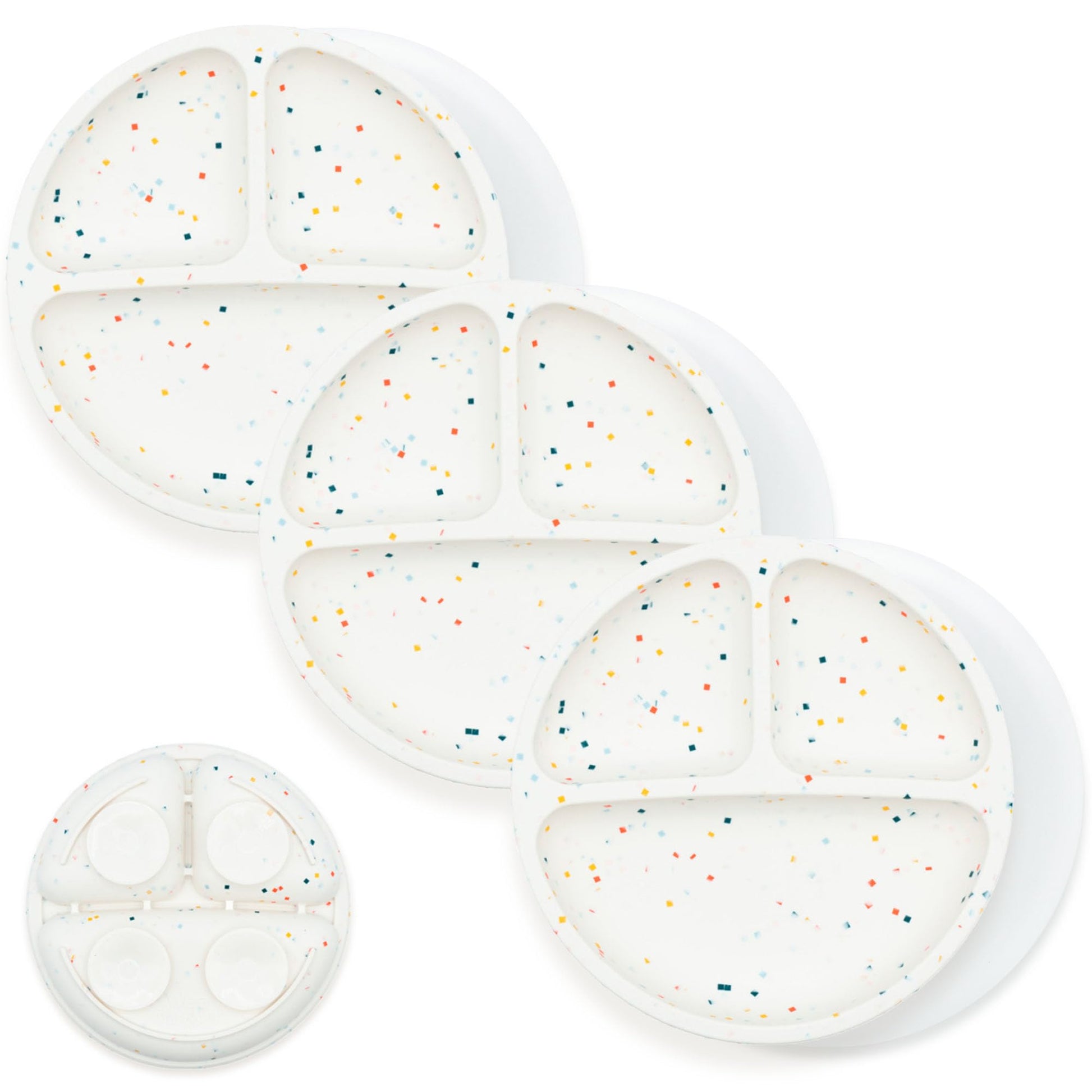 WeeSprout Suction Plates with Lids for Babies & Toddlers - 100% Silicone, Dinnerware Stays Put, Divided Design for Picky Eaters, Microwave & Dishwasher Friendly, 3 Pack