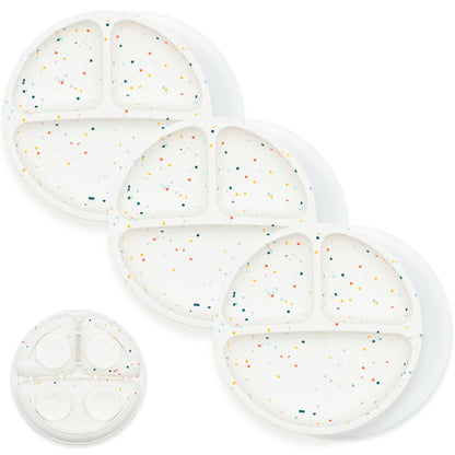 WeeSprout Suction Plates with Lids for Babies & Toddlers - 100% Silicone, Dinnerware Stays Put, Divided Design for Picky Eaters, Microwave & Dishwasher Friendly, 3 Pack