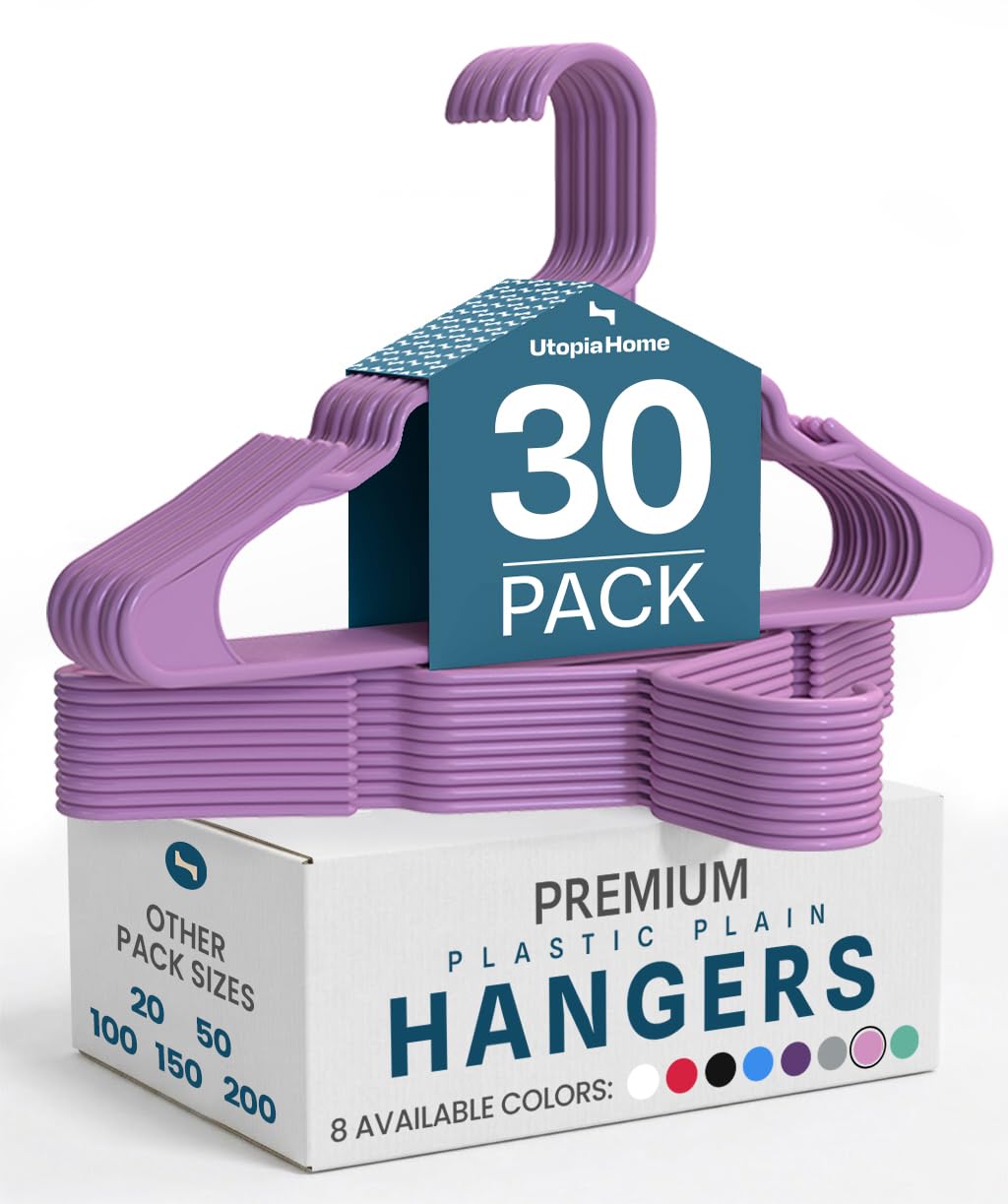 Utopia Home - Plastic Hangers 50 Pack - Space Saving Clothes Hanger - Durable and Strong Closet Organizers and Storage Makes It Ideal Stocking Stuffers or Apartment or Dorm Room Essentials (White)