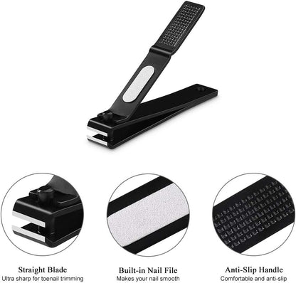 HAWATOUR Nail Clippers Set, Ultra Sharp Sturdy Fingernail and Toenail Clipper Cutters with Visibly Tin Case, Black