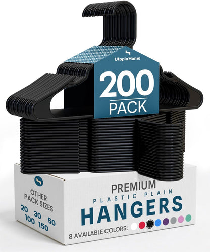 Utopia Home - Plastic Hangers 50 Pack - Space Saving Clothes Hanger - Durable and Strong Closet Organizers and Storage Makes It Ideal Stocking Stuffers or Apartment or Dorm Room Essentials (White)