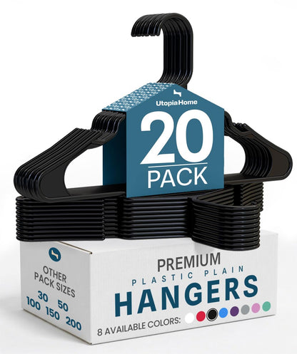Utopia Home - Plastic Hangers 50 Pack - Space Saving Clothes Hanger - Durable and Strong Closet Organizers and Storage Makes It Ideal Stocking Stuffers or Apartment or Dorm Room Essentials (White)