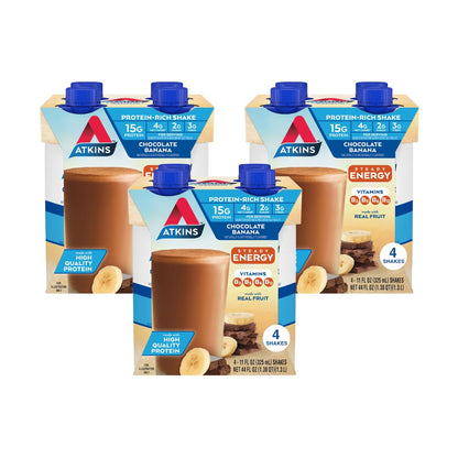 Atkins Milk Chocolate Delight High Protein Shake, 15g Protein, 2g Net Carb, 1g Sugar, Keto Friendly, Chocolate Flavored Protein Shakes, 12 Count
