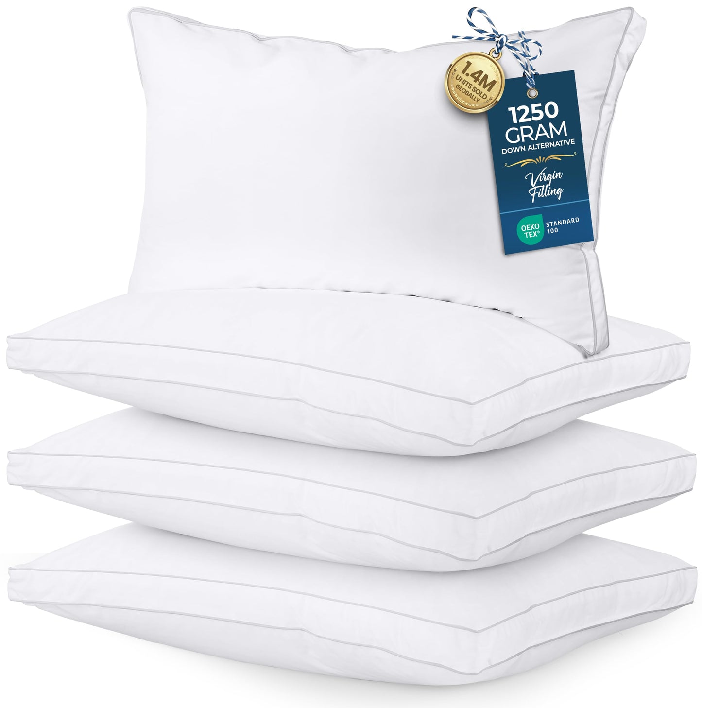 Utopia Bedding Down Alternative Bed Pillows for Sleeping Queen Size (White), Set of 2, Soft & Fluffy Pillow with Cooling, Hotel Quality, Gusseted Pillow for Back, Stomach or Side Sleepers