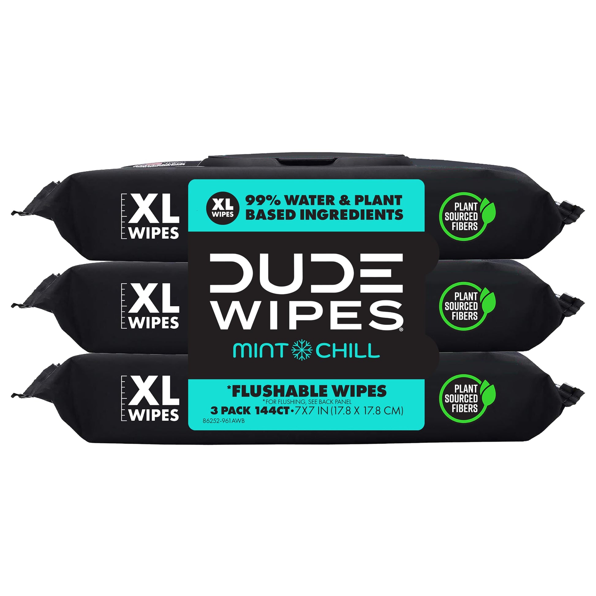 DUDE Wipes Unscented Flushable Wipes - Extra-Large Adult Wet Wipes for Sensitive Skin - 6 Pack (288 Count) - Infused with Vitamin E and Aloe - Septic and Sewer Safe