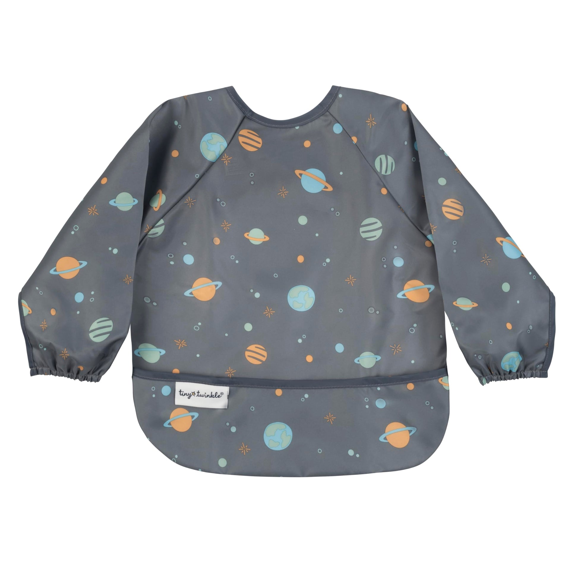 Tiny Twinkle Long Sleeve Bib for Babies & Toddlers | Waterproof Smock Bib for Eating | Machine Washable & Mess-Proof Feeding Essentials | Newborn Shower Gift (Dinosaur, 6–24M)