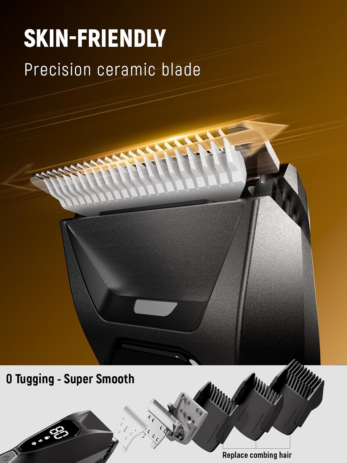 Body Hair Trimmer for Men: Wireless Charging Pubic Hair Trimmer with 90Min - Wet or Dry Body Groomer, 4000K LED, Ceramic Blade for Face Legs Groin