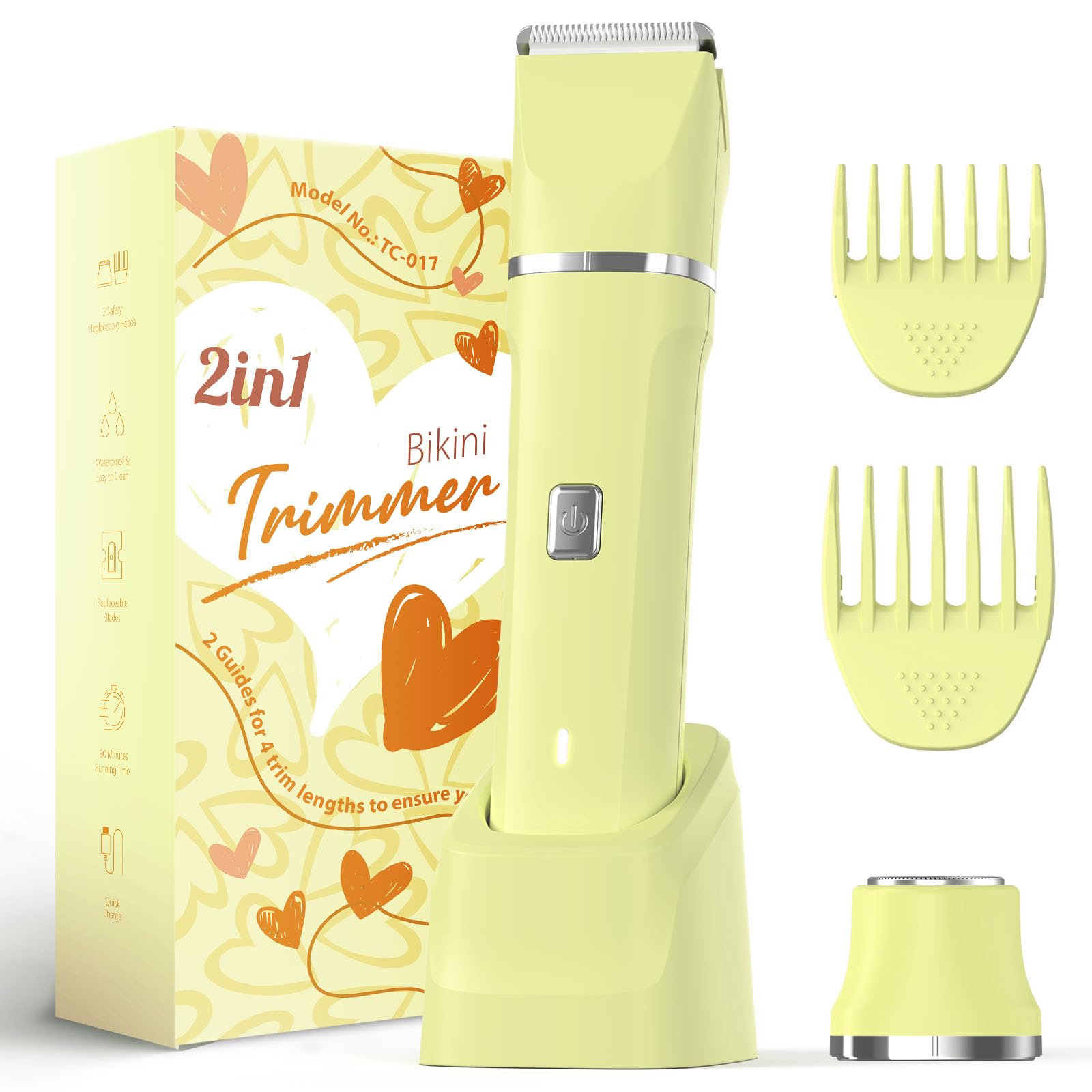 Risina Bikini Trimmer for Women - Painless Electric Razors for Silk Skin,Cordless Body Shaver with Ceramic Blade, Replaceable Lady Razor, IPX7 Waterproof & Easy Cleaning, Birthday Gifts for Women