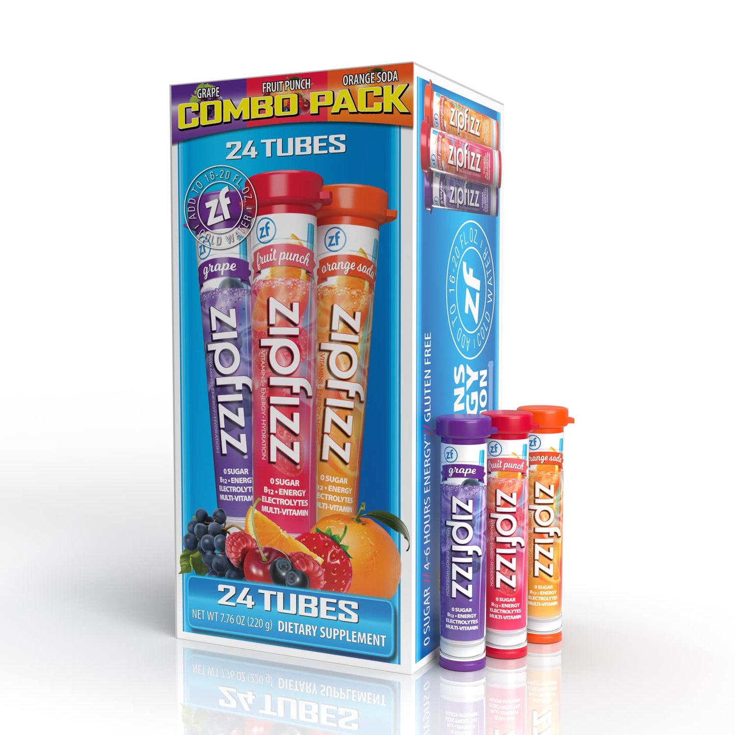 Zipfizz Daily Energy Drink Powder, Fruit Punch, 20 Pack 3-in-1 Sustained Energy, Rapid Hydration, and Essential Vitamins Sugar-Free Electrolyte Powder Contains Vitamin B-12 & Antioxidants