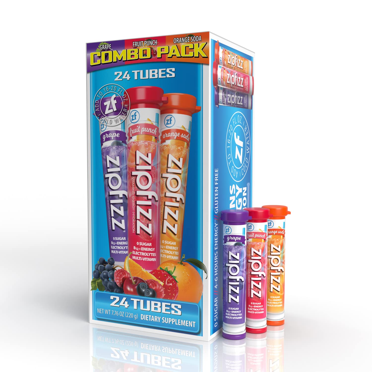 Zipfizz Daily Energy Drink Powder, Fruit Punch, 20 Pack 3-in-1 Sustained Energy, Rapid Hydration, and Essential Vitamins Sugar-Free Electrolyte Powder Contains Vitamin B-12 & Antioxidants