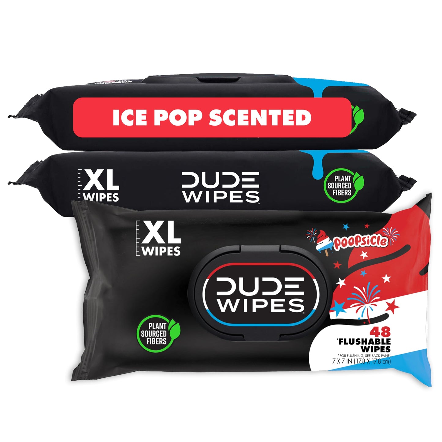 DUDE Wipes Unscented Flushable Wipes - Extra-Large Adult Wet Wipes for Sensitive Skin - 6 Pack (288 Count) - Infused with Vitamin E and Aloe - Septic and Sewer Safe