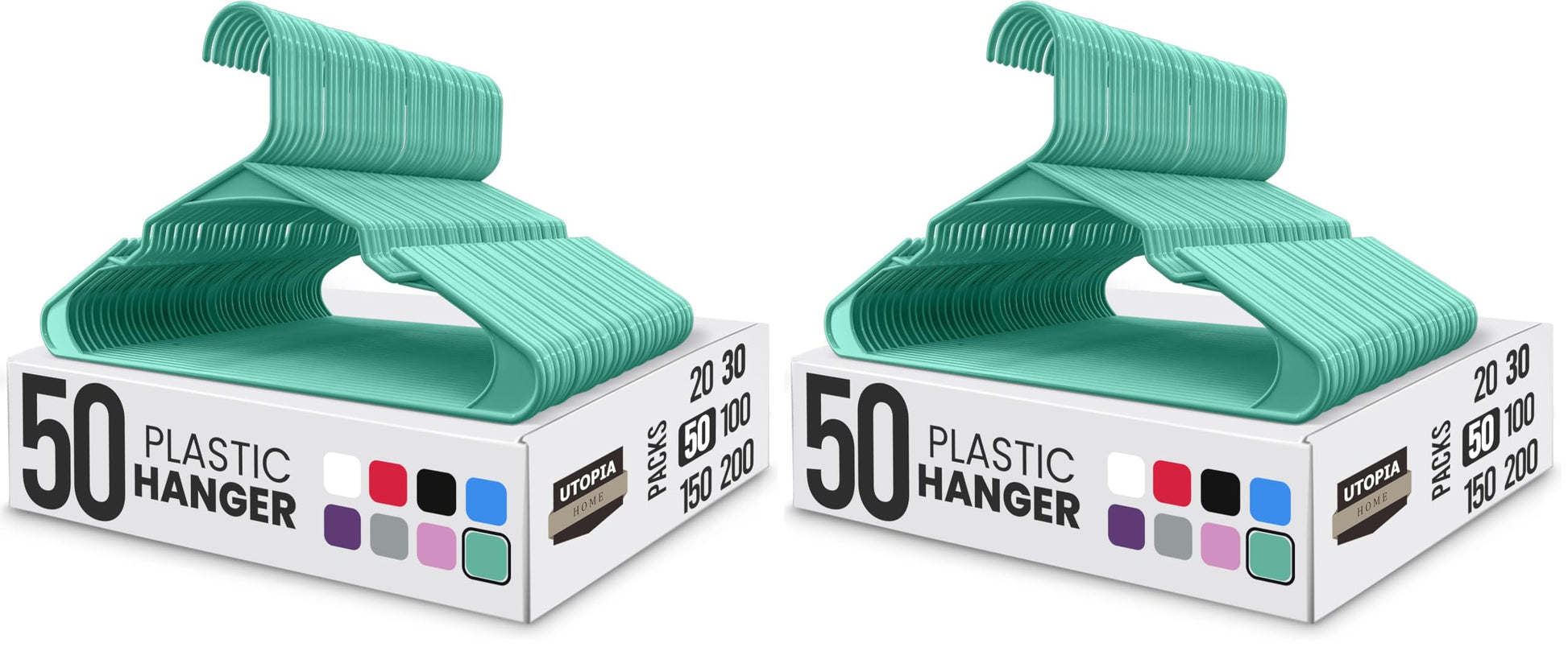 Utopia Home - Plastic Hangers 50 Pack - Space Saving Clothes Hanger - Durable and Strong Closet Organizers and Storage Makes It Ideal Stocking Stuffers or Apartment or Dorm Room Essentials (White)