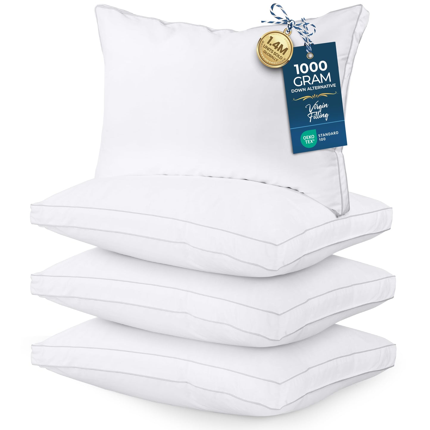 Utopia Bedding Down Alternative Bed Pillows for Sleeping Queen Size (White), Set of 2, Soft & Fluffy Pillow with Cooling, Hotel Quality, Gusseted Pillow for Back, Stomach or Side Sleepers