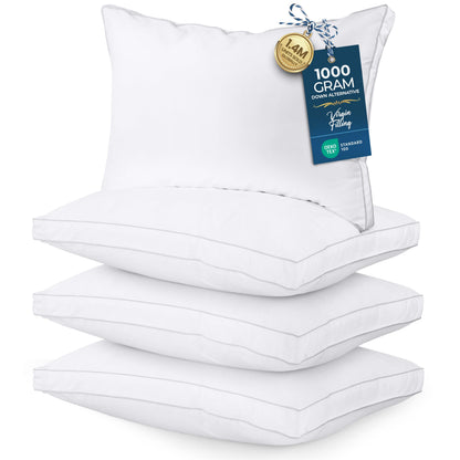 Utopia Bedding Down Alternative Bed Pillows for Sleeping Queen Size (White), Set of 2, Soft & Fluffy Pillow with Cooling, Hotel Quality, Gusseted Pillow for Back, Stomach or Side Sleepers