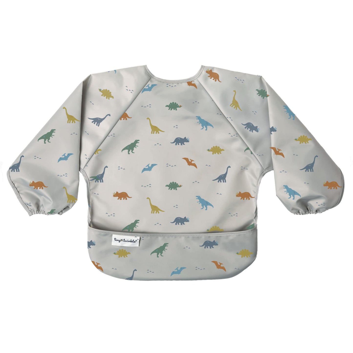 Tiny Twinkle Long Sleeve Bib for Babies & Toddlers | Waterproof Smock Bib for Eating | Machine Washable & Mess-Proof Feeding Essentials | Newborn Shower Gift (Dinosaur, 6–24M)
