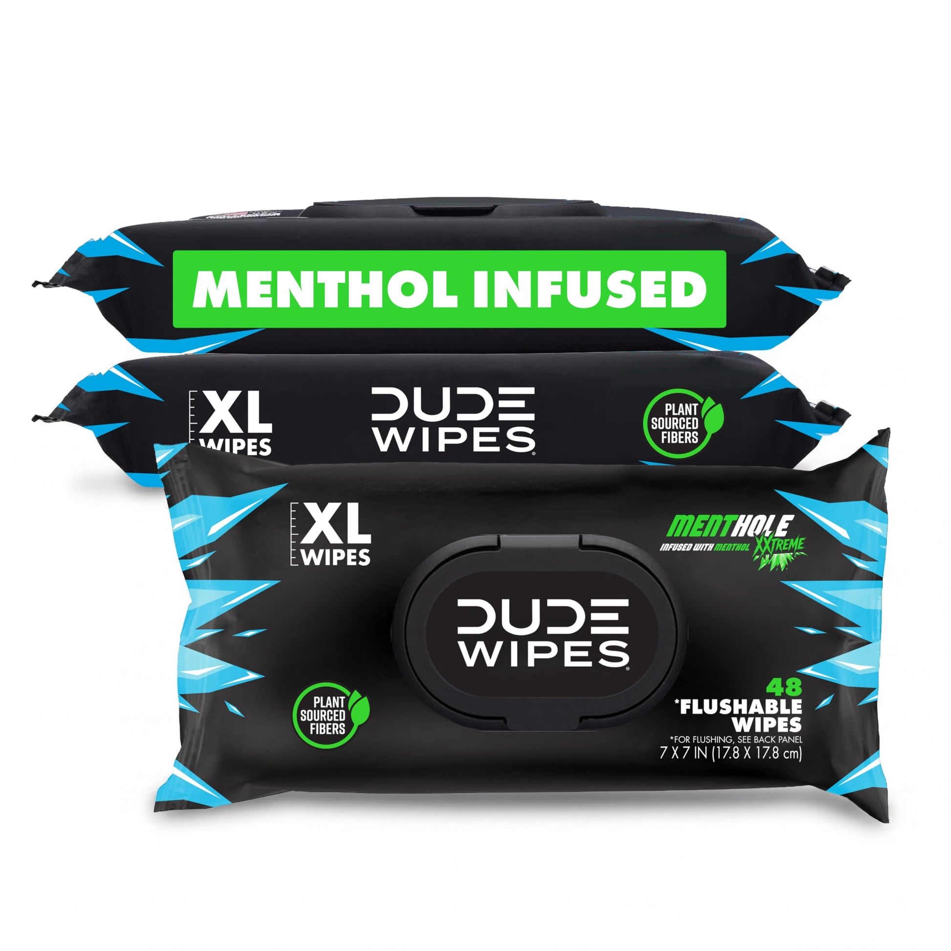 DUDE Wipes Unscented Flushable Wipes - Extra-Large Adult Wet Wipes for Sensitive Skin - 6 Pack (288 Count) - Infused with Vitamin E and Aloe - Septic and Sewer Safe