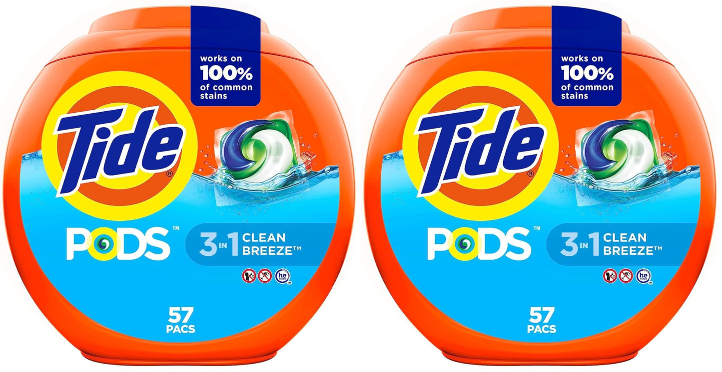 Tide PODS laundry detergent pacs, 3-in-1 Stain Remover, Odor Fighter, Color Protector, 112 Count, HE compatible, Spring Meadow Scent