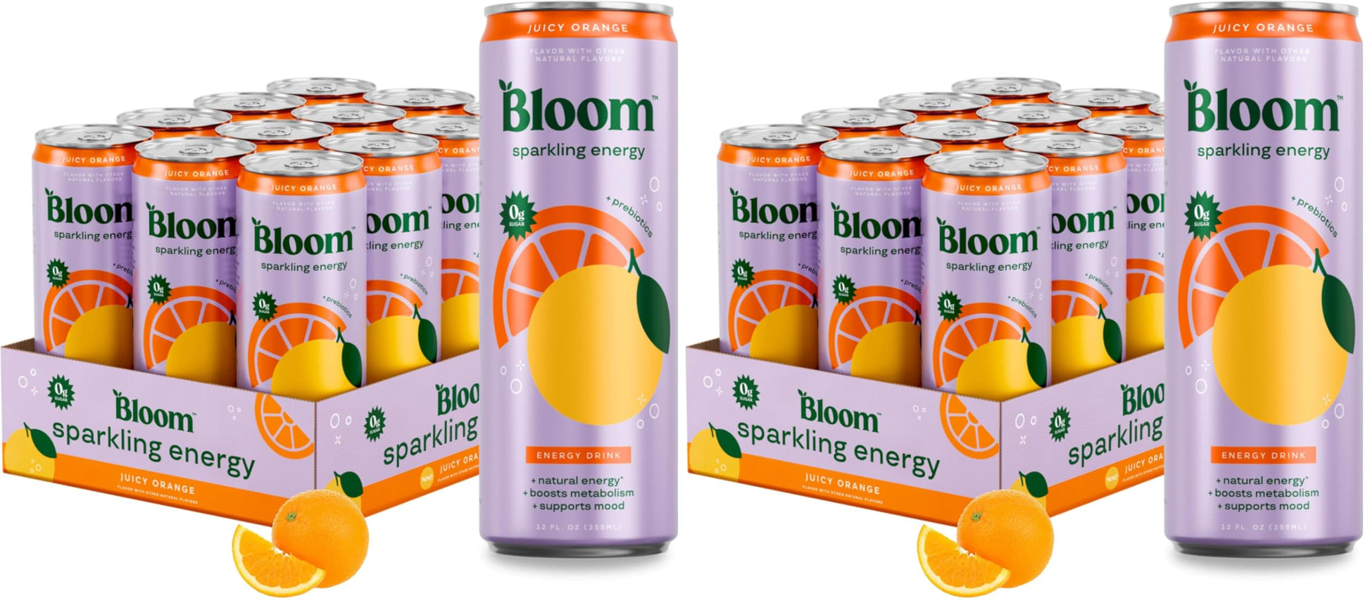 Bloom Nutrition Sparkling Energy Drink - Variety Pack - Natural Caffeine, Zero Sugar, 180mg Caffeine - Antioxidant-Rich with Green Coffee Bean, Green Tea Extract, Prebiotics - 12oz 12 Pack