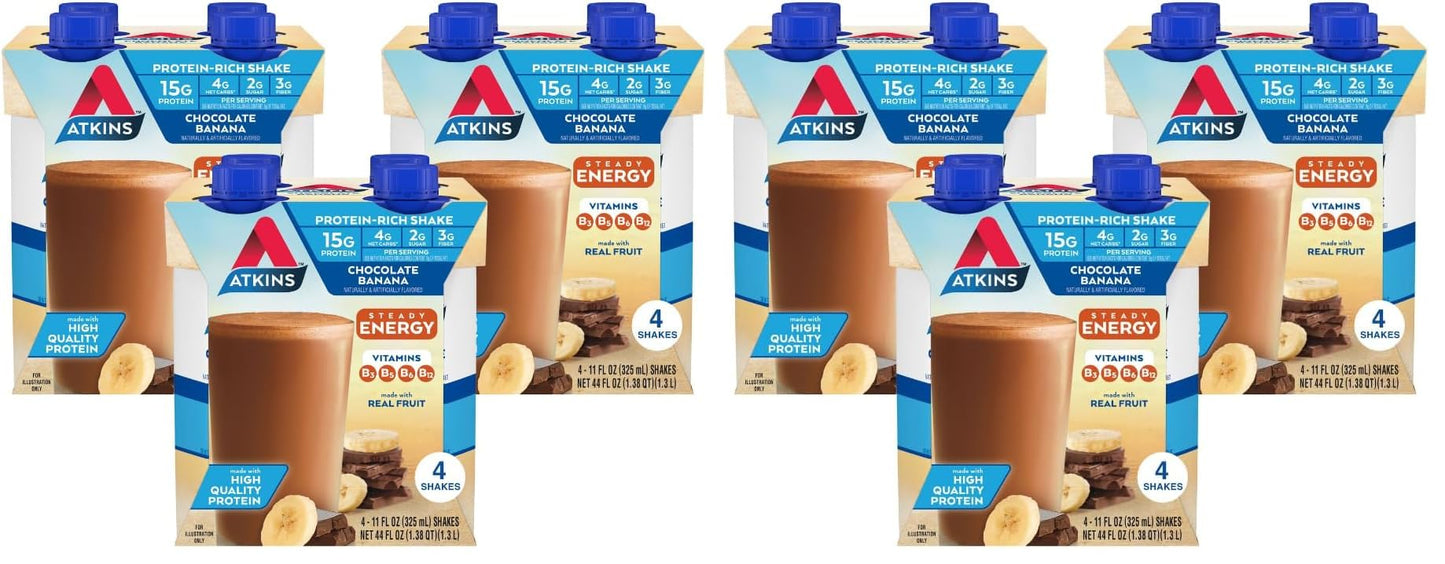 Atkins Milk Chocolate Delight High Protein Shake, 15g Protein, 2g Net Carb, 1g Sugar, Keto Friendly, Chocolate Flavored Protein Shakes, 12 Count