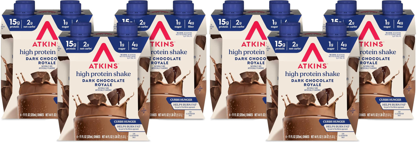 Atkins Milk Chocolate Delight High Protein Shake, 15g Protein, 2g Net Carb, 1g Sugar, Keto Friendly, Chocolate Flavored Protein Shakes, 12 Count