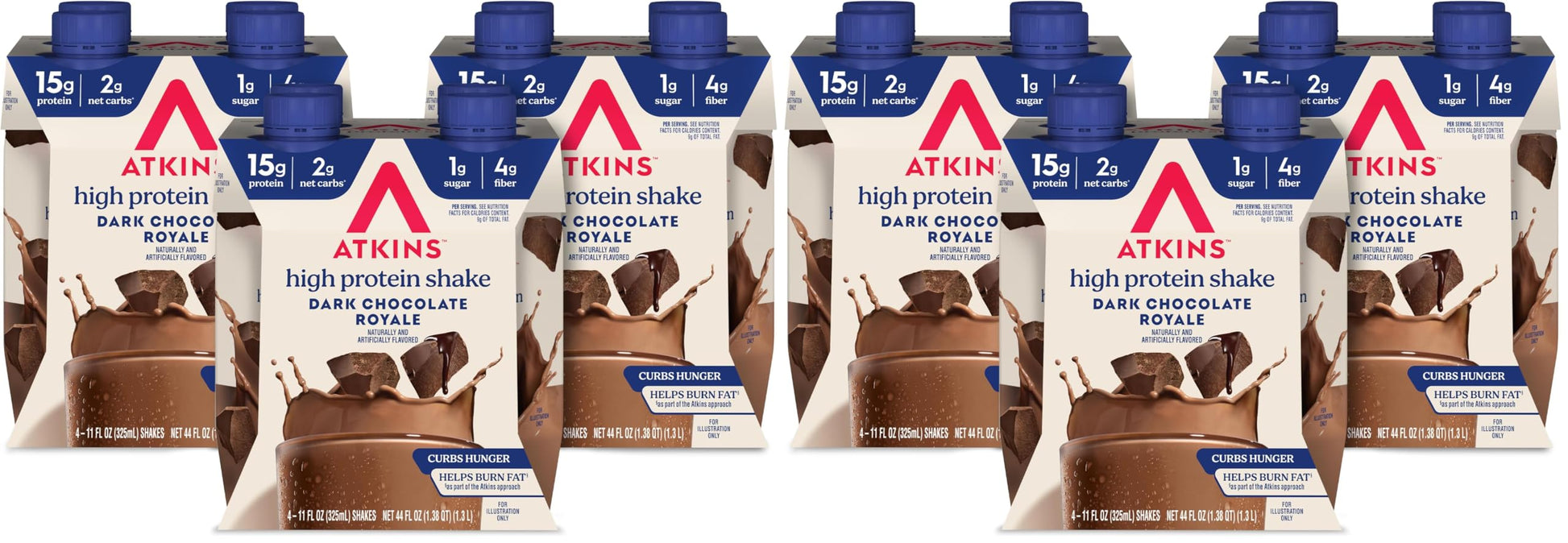 Atkins Milk Chocolate Delight High Protein Shake, 15g Protein, 2g Net Carb, 1g Sugar, Keto Friendly, Chocolate Flavored Protein Shakes, 12 Count