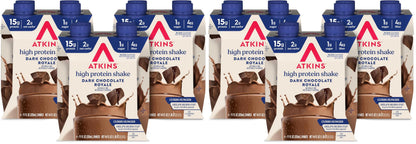Atkins Milk Chocolate Delight High Protein Shake, 15g Protein, 2g Net Carb, 1g Sugar, Keto Friendly, Chocolate Flavored Protein Shakes, 12 Count