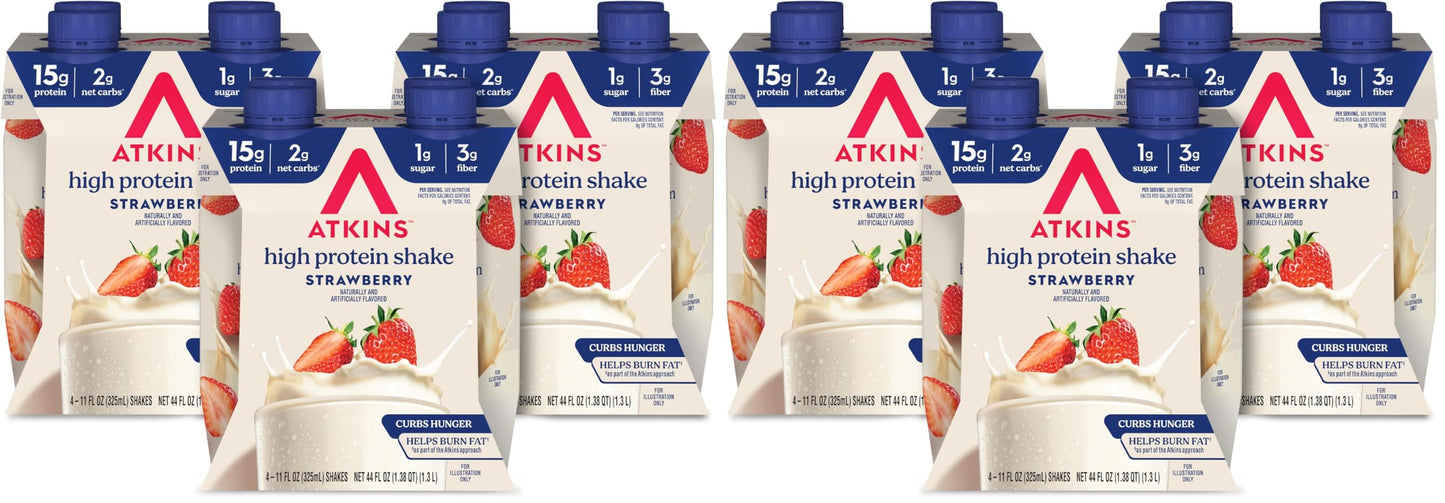 Atkins Milk Chocolate Delight High Protein Shake, 15g Protein, 2g Net Carb, 1g Sugar, Keto Friendly, Chocolate Flavored Protein Shakes, 12 Count