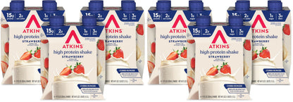 Atkins Milk Chocolate Delight High Protein Shake, 15g Protein, 2g Net Carb, 1g Sugar, Keto Friendly, Chocolate Flavored Protein Shakes, 12 Count