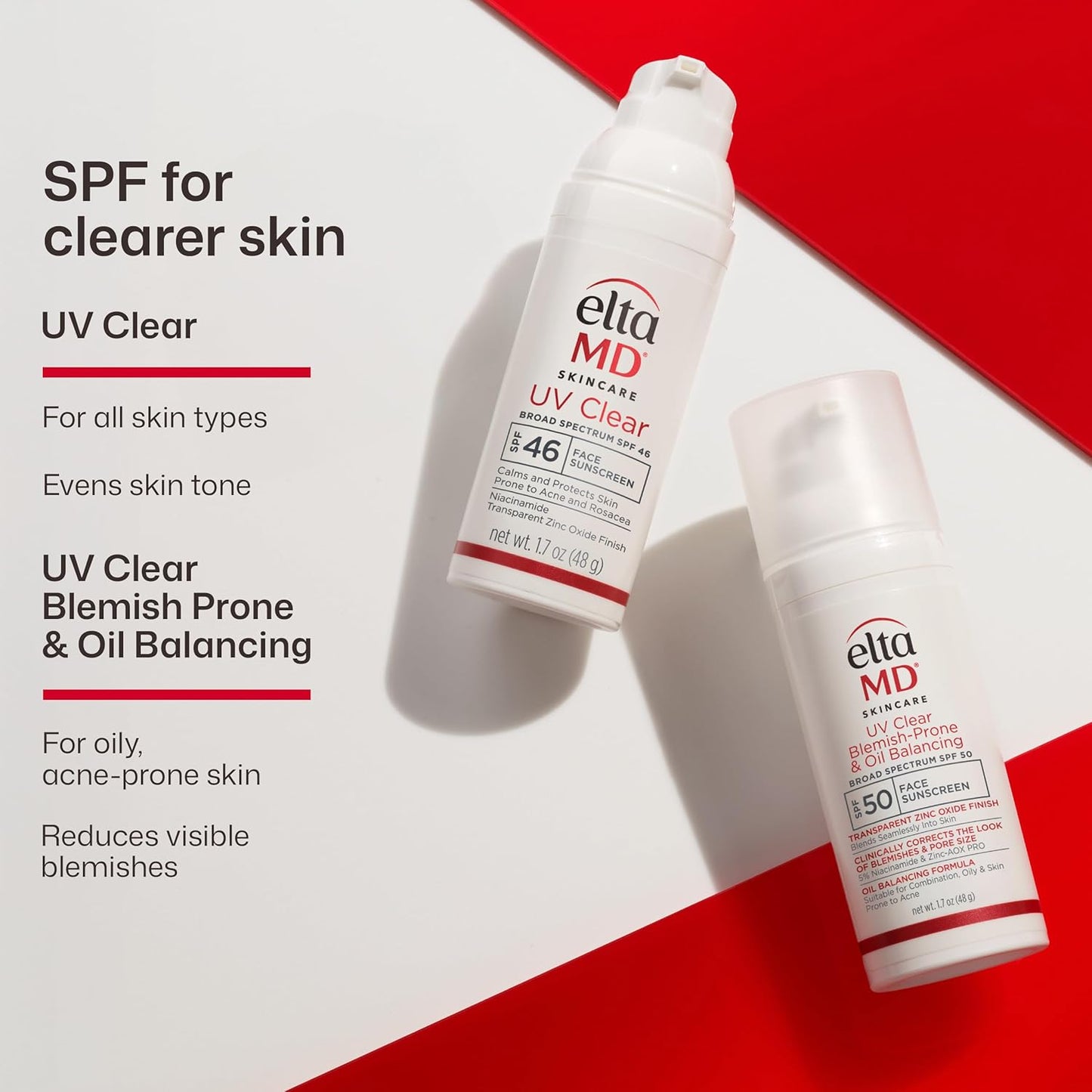EltaMD UV Clear Face Sunscreen SPF, Oil-Free Sunscreen with Zinc Oxide, Dermatologist Recommended
