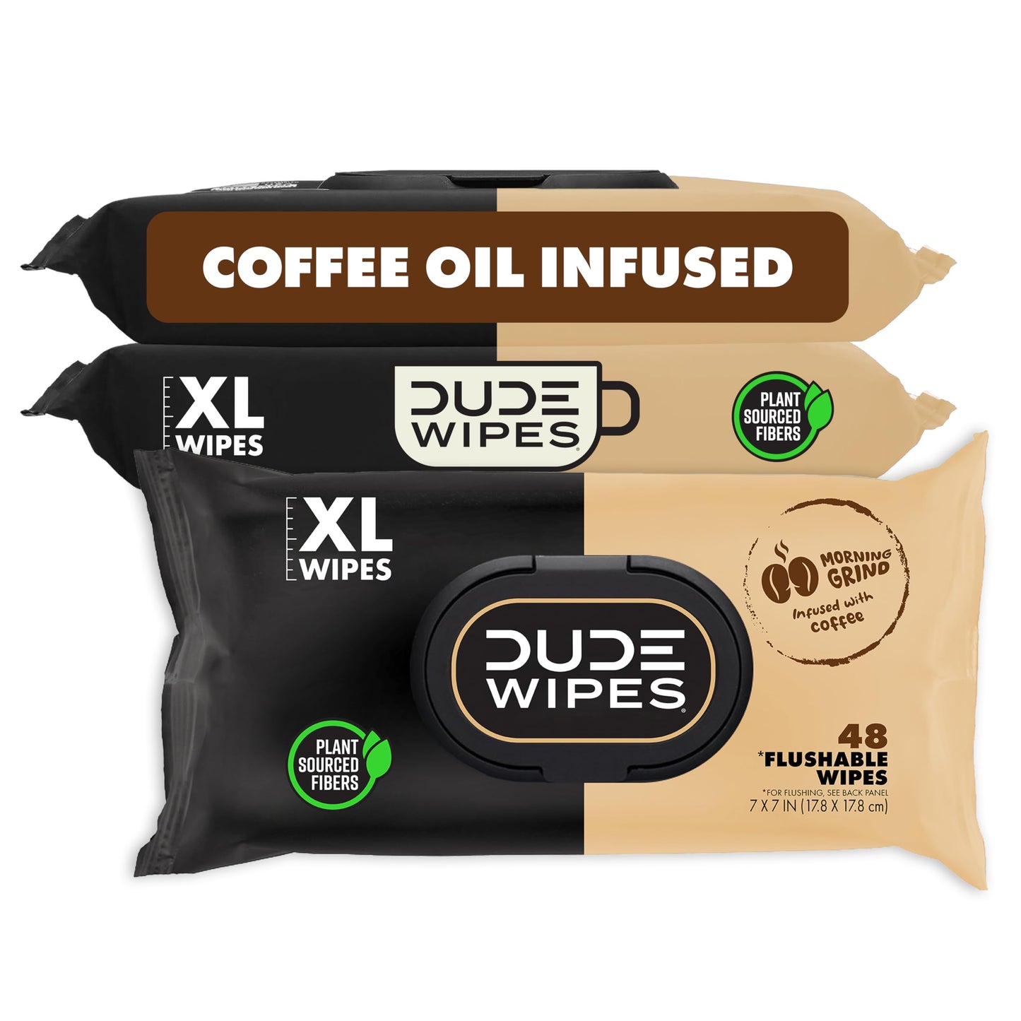 DUDE Wipes Unscented Flushable Wipes - Extra-Large Adult Wet Wipes for Sensitive Skin - 6 Pack (288 Count) - Infused with Vitamin E and Aloe - Septic and Sewer Safe