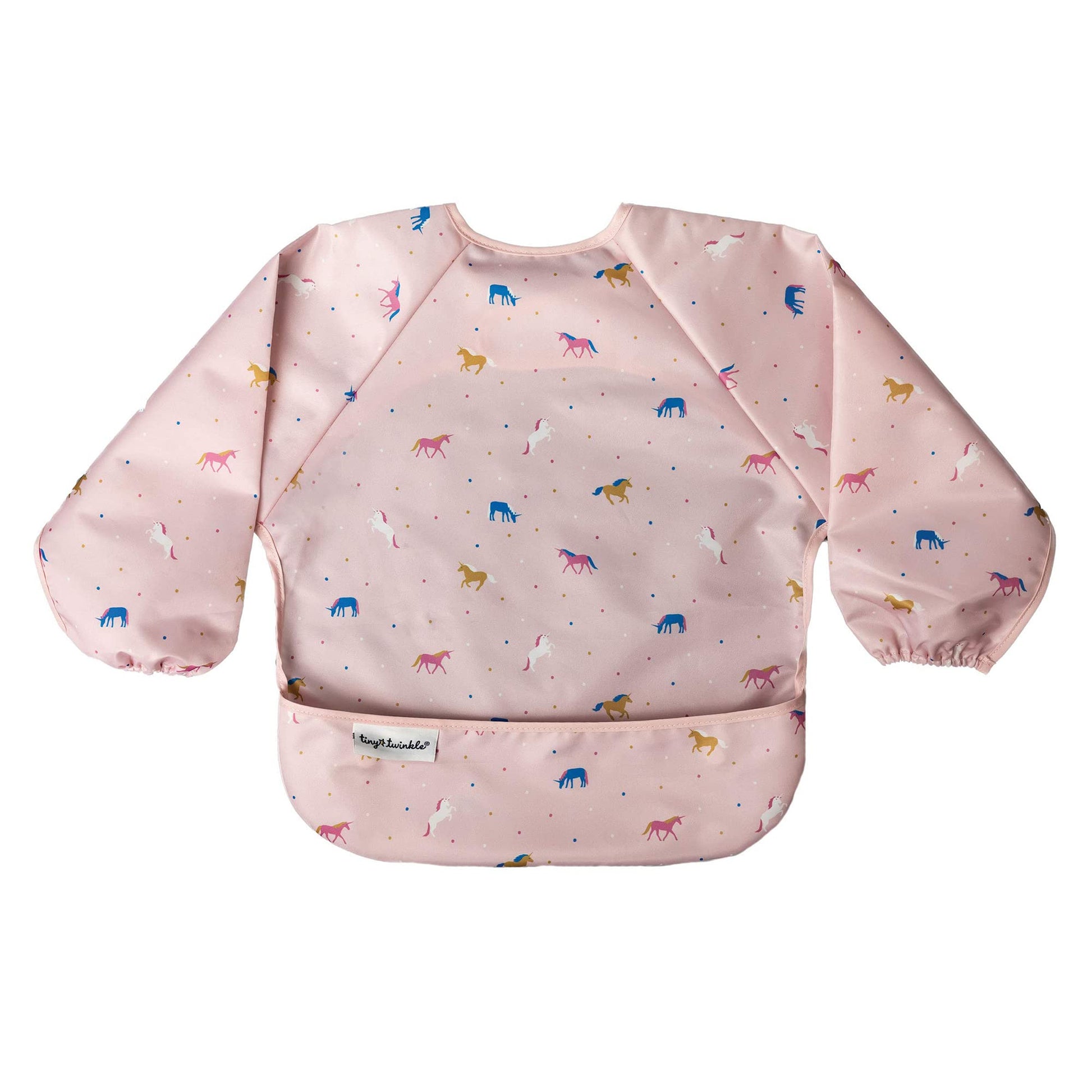 Tiny Twinkle Long Sleeve Bib for Babies & Toddlers | Waterproof Smock Bib for Eating | Machine Washable & Mess-Proof Feeding Essentials | Newborn Shower Gift (Dinosaur, 6–24M)