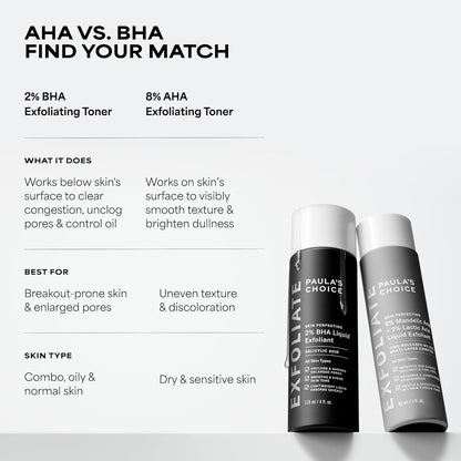 Paula's Choice SKIN PERFECTING 2% BHA Liquid Exfoliant with Salicylic Acid, Facial Polish for Pores, Wrinkles & Fine Lines, Suitable for Blackhead-Prone Skin, Fragrance-Free