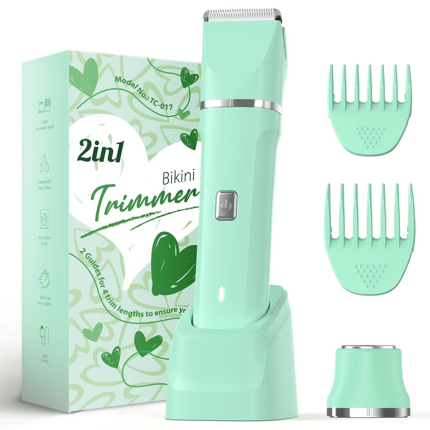 Risina Bikini Trimmer for Women - Painless Electric Razors for Silk Skin,Cordless Body Shaver with Ceramic Blade, Replaceable Lady Razor, IPX7 Waterproof & Easy Cleaning, Birthday Gifts for Women